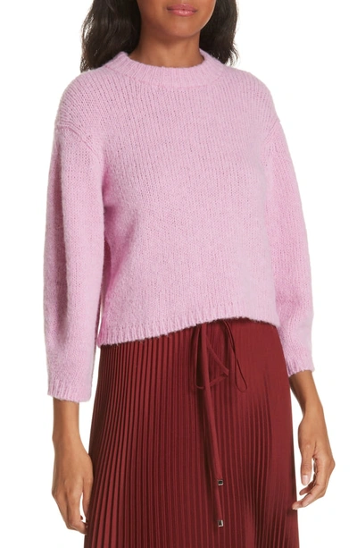 Tibi Cozette Alpaca & Wool Blend Crop Sweater In Deep Pink
