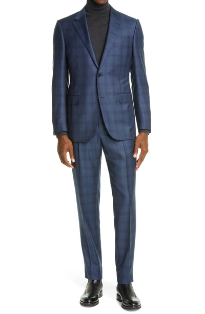 Ermenegildo Zegna Plaid Wool Suit In Blue