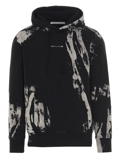 Alyx Logo-print Tie-dyed Cotton-jersey Hoodie In Black