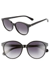 Kate Spade Eliza 55mm Polarized Round Sunglasses In Black/ Dkgrey Gradient
