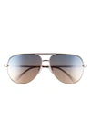 Quay X Desi Perkins High Key 62mm Aviator Sunglasses In Gold/ Navy Peach Gradient