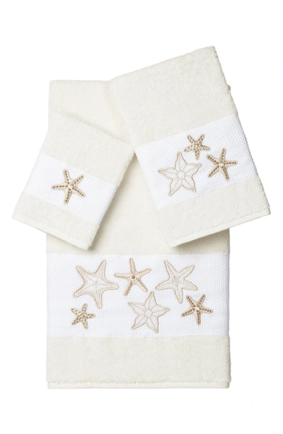 Linum Home Lydia 3-piece Embellished Towel Set In Cream