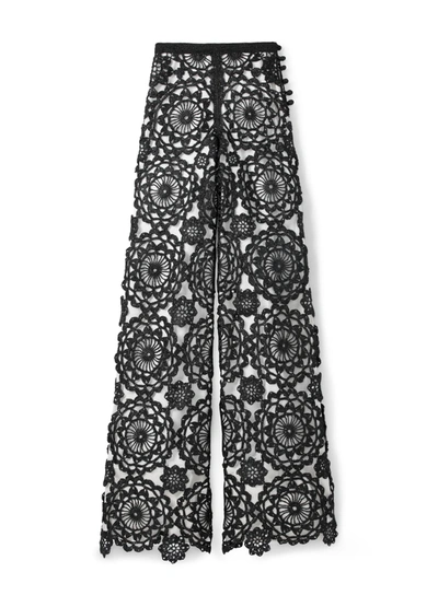 St John Hand Crochet Raffia Pant In Black/white