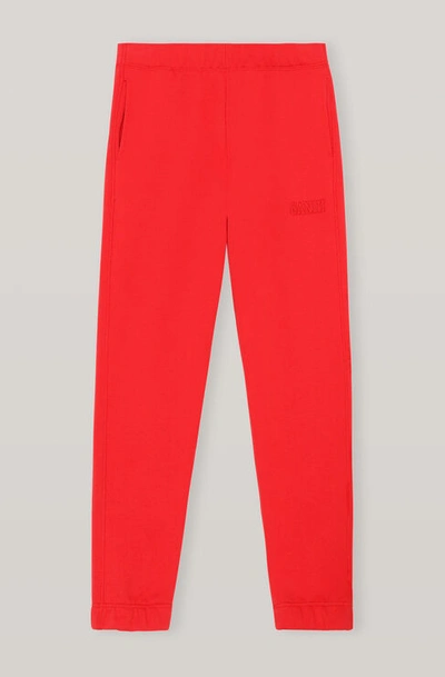 Ganni Tapered Sweatpants Flame Scarlet Size L In Flame Scarlet