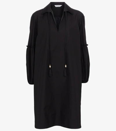 Max Mara Fedora Tasseled Cotton-poplin Dress In Black