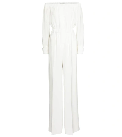 Max Mara Asiago Off-shoulder Cady Jumpsuit In White