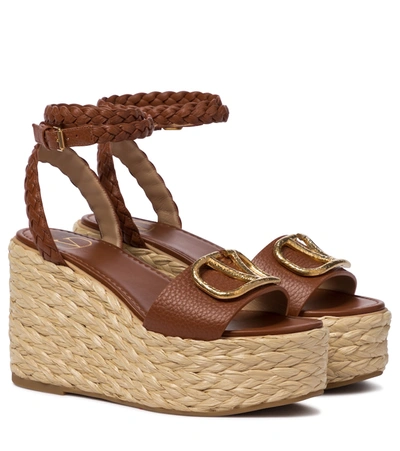 Valentino Garavani Vlogo Espadrille Wedges In Brown