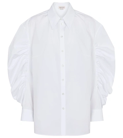 Alexander Mcqueen Gathered Balloon Sleeve Point Collar Shirt In White