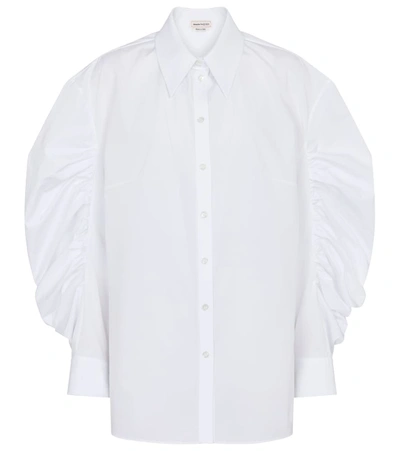 Alexander Mcqueen 泡泡袖纯棉府绸衬衫 In White