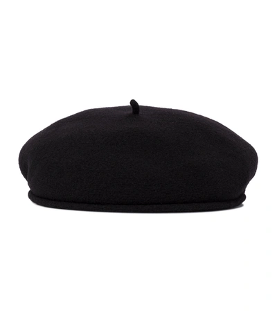 Marine Serre Embroidered Wool Beret In Black