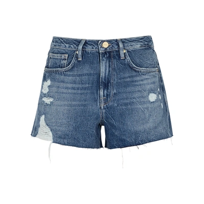 Frame Le Brigette Distressed Denim Shorts In Blue