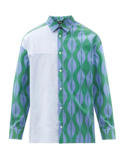 Ahluwalia Dennis Abstract-print Organic-cotton Shirt In Blau