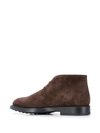 Tod's Round Toe Suede Ankle Boots In Brown