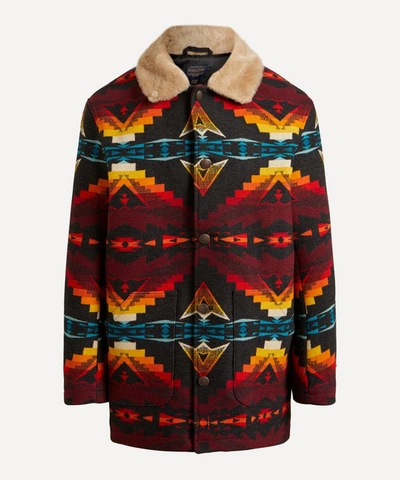 Pendleton Mens Brownsville Shearling Collar Coat In Oxford Mix