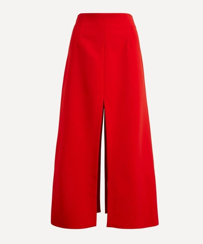 A.w.a.k.e. Slash Front A-line Midi-skirt In Red