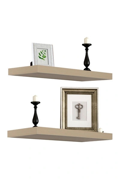 Sorbus Maple Wood Floating Rectangle Wall Shelf