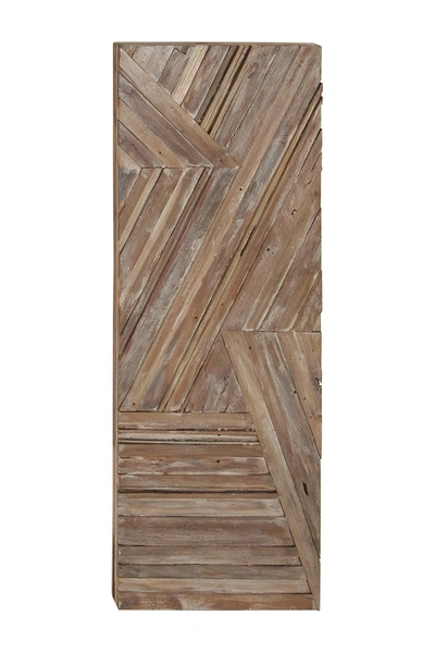 Willow Row Farmhouse Abstract Recycled Teak Wall Decor In Brown