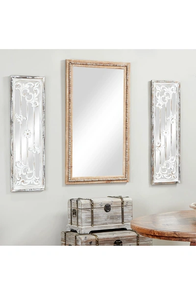 Willow Row Light Brown Boho Style Wood Wall Mirror