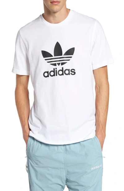 Adidas Originals Trefoil Logo-print Cotton T-shirt In White