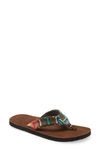 Sanuk 'fraid Not' Flip Flop In Brown/ Olive Multi