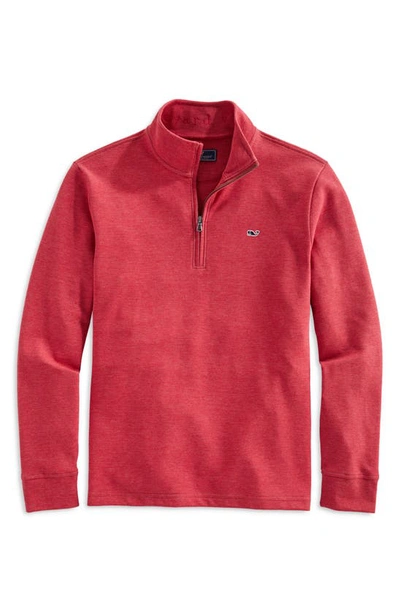 Vineyard Vines Saltwater Quarter Zip Long Sleeve Sweatshirt In Sailors Red