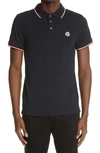 Moncler Maglia Basic Flag Regular Fit Polo Shirt In Navy