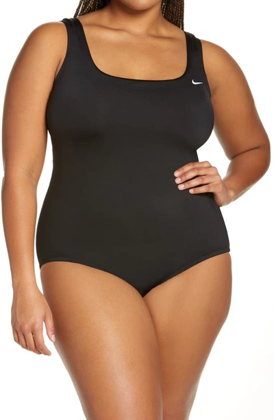 Nike Plus Size Solid Essential Crossback One-piece Swimsuit Women's Swimsuit In Black