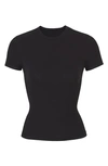 Skims Black Cotton 2.0 Jersey T-shirt In Washed Onyx
