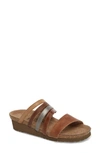 Naot Peyton Slide Sandal In Latte Brown Leather