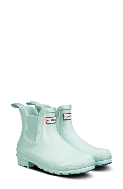 Hunter Original Gloss Waterproof Chelsea Boot In Mint