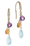 MARCO BICEGO PARADISE 18K YELLOW GOLD DIAMOND TOPAZ & SEMIPRECIOUS STONES SHORT DROP EARRINGS,OB1742-AB MIX01T Y