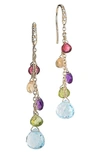 MARCO BICEGO PARADISE 18K YELLOW GOLD DIAMOND & MIXED SEMIPRECIOUS STONE MEDIUM DROP EARRINGS,OB1743-AB MIX01T Y