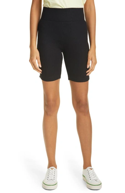 Rag & Bone Ribbed Stretch-knit Biker Shorts In Black