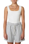 Nia Ribbed Square Neck Tank In Cloud