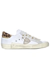 PHILIPPE MODEL WHITE/LEOPARD LEATHER SNEAKERS,PRLD VL03