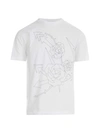 LES HOMMES CREW NECK T-SHIRT W/ROSES PRINTING,LKT211703P 1000 WHITE