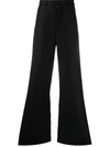 Ami Alexandre Mattiussi Flared Viscose & Linen Twill Pants In Black