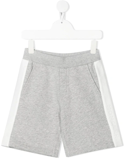 Moncler Teen Side Stripe Track Shorts In Grey