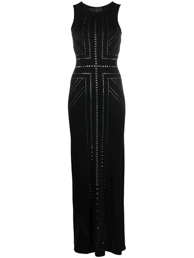 John Richmond Long Darsey Stud-embellished Dress In Black