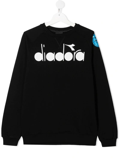 Diadora Junior Teen Logo-print Cotton Sweatshirt In Black