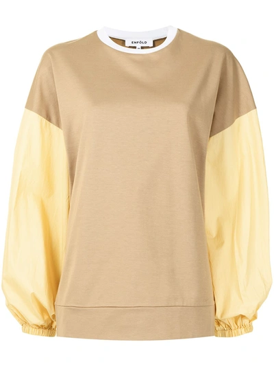 Enföld Colour-block Panelled Sweatshirt In Brown