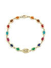 ANDY LIF 18KT YELLOW GOLD CAT'S EYE ENAMEL AND DIAMOND BRACELET