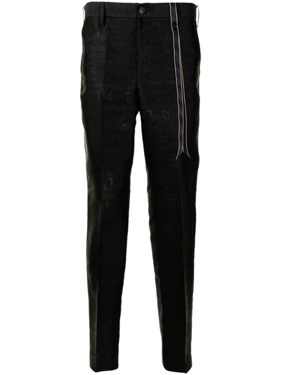 Doublet Mid-rise Jacquard Tapered Trousers In Black