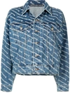 Alexander Wang Logo Print Denim Jacket In Blue
