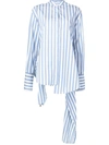 Monse Stripe Drawstring Asymmetrical Shirt In Blue
