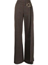 MONSE PLAID VENTED WIDE LEG TROUSERS