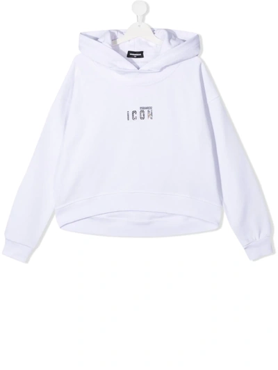 Dsquared2 Teen Icon-print Hoodie In White