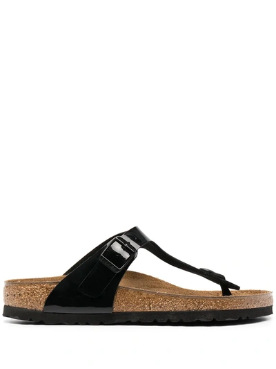 Birkenstock Gizeh Birko Flor Patent Womens Black Sandals