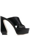 Si Rossi 125mm Platform Leather Mules In Black