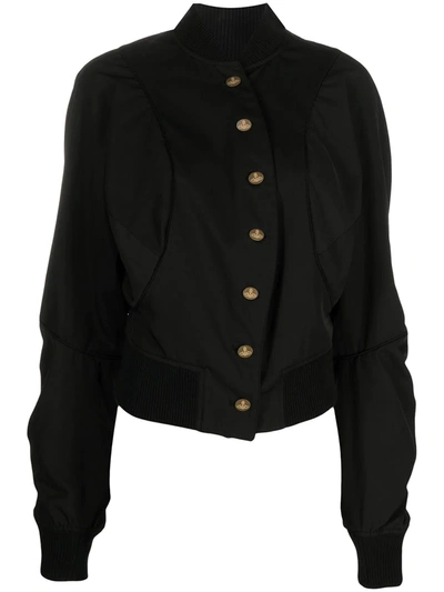 Vivienne Westwood Anglomania Satin Bomber Jacket In Black